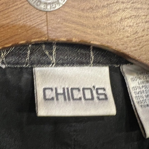 Chico's Black and White Patterned Jean Jacket - Picture 3 of 9